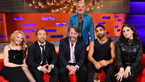 Kylie Minogue, Stephen Graham, David Mitchell, Mawaan Rizwan and Mae Muller